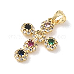 Pendentifs avec zircon cubiques à micro-pavés en laiton&nbsp;KK-L268-015G-A02