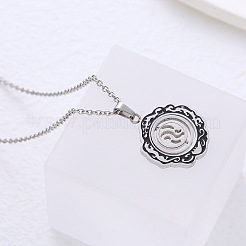 Collares minimalistas con colgante de flor negra esmaltada en acero inoxidable 304 para mujer.&nbsp;QO5072