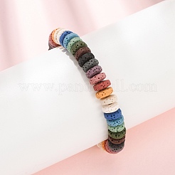 Bracelets heishi en roche de lave naturelle teintée selon les chakras&nbsp;GG-CBA922D-04