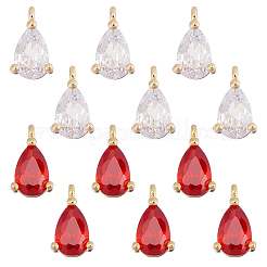 12 шт. 2-х цветные подвески из настоящей латуни с покрытием из 18-каратного золота ZIRC-FH0001-16