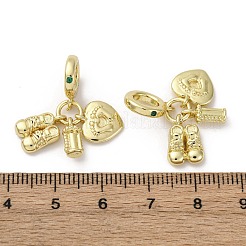 Европейские подвески с подвесками из латуни и зеленым кубическим цирконием KK-F903-05G