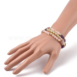 Set di bracciali elasticizzati con pietre preziose rotonde&nbsp;BJEW-JB09131