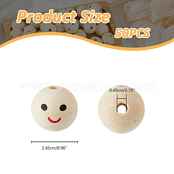 50шт деревянные европейские бусины с принтом WOOD-FH0002-23