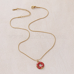 Colliers pendentifs vintage en acier inoxydable 304 émaillé en forme de donut pour femmes&nbsp;NP5557