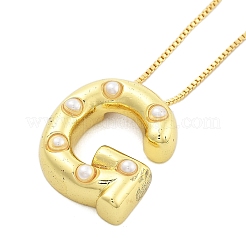 Colliers à chaîne en forme de boîte avec pendentif en forme de lettre en laiton et en plastique pour femmes&nbsp;LS-NJEW-U017-01G-07