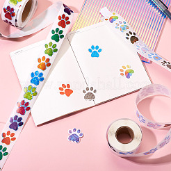 2 рулон 2-цветных бумажных наклеек с отпечатками собачьих лап&nbsp;DIY-TA0011-56