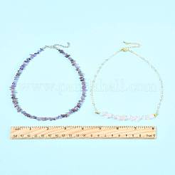 Ожерелья из бисера с натуральным красным авантюрином NJEW-FS00013