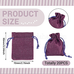 20 Stück rechteckige Beutel aus Polyester-Imitat-Sackleinen mit Kordelzug&nbsp;ABAG-TA0002-02