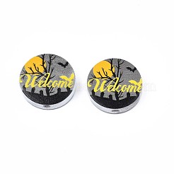 Бусины из натурального дерева с принтом на Хэллоуин WOOD-T021-68