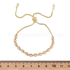 Verstellbare quadratische Gliederarmbänder aus Messing mit Mikropavé-Fassung aus Zirkonia&nbsp;KK-D112-01A-G