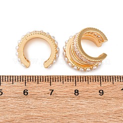 Тройные серьги-каффы в форме буквы С из латуни с микропаве из прозрачных кубических цирконий&nbsp;EJEW-Z127-06G