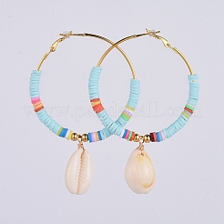 Серьги-кольца Heishi из латуни EJEW-JE03462