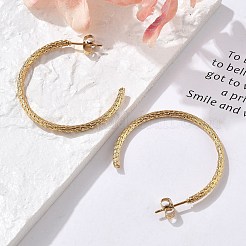 Серьги-гвоздики в форме буквы С из нержавеющей стали 304 EJEW-R017-03G-04