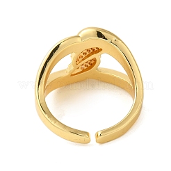 Открытые манжеты из латуни с микропаве и прозрачным цирконием для женщин RJEW-A048-18G