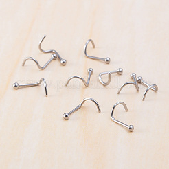 316lサージカルステンレススチールラウンドボールフィッシュテールノーズリング10個  ステンレス鋼色  7mm  ピン：0.8mm  ヘッド：2mm&nbsp;WGE39F7-02