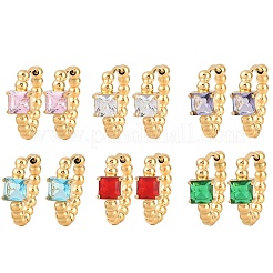 Квадратные серьги-кольца из нержавеющей стали 304&nbsp;EJEW-I320-28G