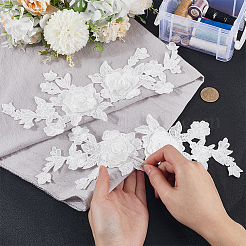 パッチにポリエステル刺し布を縫う  花  ホワイト  280x135x3.5mm&nbsp;PATC-WH20001-13