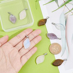 8шт 4 стиля подвески из натуральных и синтетических смешанных драгоценных камней G-UN0001-10