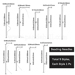 8 шт. 8 стиля железные/304 нержавеющие иглы для бисероплетения с изогнутой головкой для прядильщика бисера TOOL-BBC0001-09