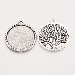 Тибетский стиль плоские круглые литые сеттинги подвеска кабошон X-TIBEP-Q049-19AS-RS