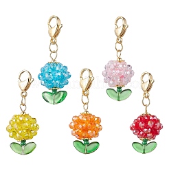 Decorazioni pendenti con perline di semi di vetro e diaspro imperiale sintetico in vaso di frutta&nbsp;HJEW-MZ00308