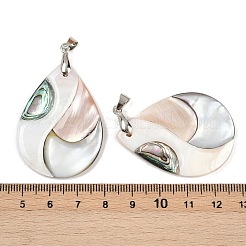 Natürliche Abalone-Muschel & schwarze Lippenmuschel & rosa Muschelanhänger&nbsp;SSHEL-B003-06P-05
