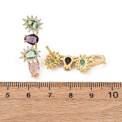Orecchini da donna in ottone con micro pavé di zirconi cubici&nbsp;EJEW-F418-03G