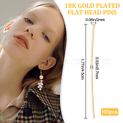 100 шт. 2 шт. латунных штифта с плоской головкой&nbsp;KK-BBC0001-14-NF