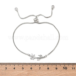 Verstellbare Messing-Mikropflaster-Armbänder mit klaren Zirkonia-Boxketten&nbsp;BJEW-C156-09P-03
