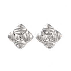 304ステンレススチールイヤリング  正方形  プラチナ  36.5x36.5mm&nbsp;EJEW-O004-05P