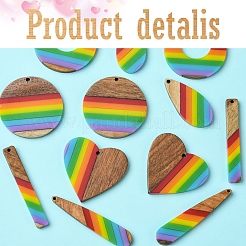 12 шт. 6 подвески из смолы и орехового дерева в радужной тематике WOOD-FS0001-32