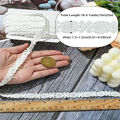 フラワーレーストリム  ポリエステルレースリボンエッジトリミング  ミシンとブライダルの結婚式の装飾用  ホワイト  13~15mm  約16.40ヤード（15m）/セット&nbsp;OCOR-CJ0004-03C