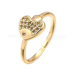 Латунные кольца-манжеты с микропаве и прозрачным цирконием для женщин&nbsp;RJEW-H247-33G