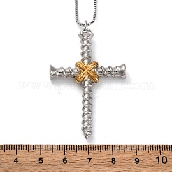 Латунный винт крест подвеска коробка цепи ожерелья для женщин мужчин&nbsp;LS-NJEW-C067-06P