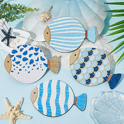 Adesivi murali pesce di legno&nbsp;AJEW-WH20048-76