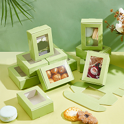 Прямоугольная бумажная складная транспортировочная коробка с окошком CON-WH0099-25A