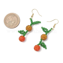 Серьги-подвески в виде диско-шариков с фруктами и паве EJEW-TA00632