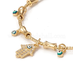 Реечное покрытие латунь микро паве кубический цирконий хамса браслеты на руку BJEW-E071-24G