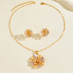 Комплекты из винтажных латунных серег-гвоздиков и ожерелий с подвесками в виде цветов для женщин&nbsp;NK5083