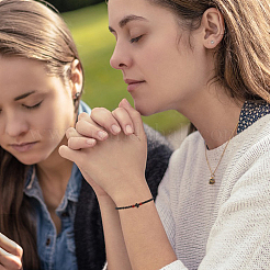 15шт 3-х цветные регулируемые браслеты из полиэстеровых плетеных бусин BJEW-DC0001-11