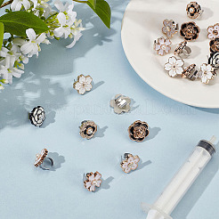 24 шт. 6 стиля цветок смоляной эмали стетоскоп подвеска украшения HJEW-MA00020