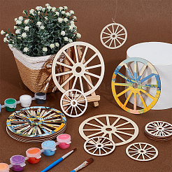 40 шт. 2 стиля незаконченных пустых деревянных подвесок в виде колес для художественной росписи HJEW-OC0001-44