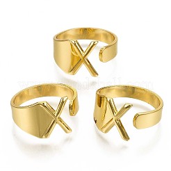 合金カフ指輪  カドミウムフリー＆ニッケルフリー＆鉛フリー  アルファベット  ゴールドカラー  文字.x  usサイズ8（18.1mm）&nbsp;X-RJEW-S038-195X-G-NR