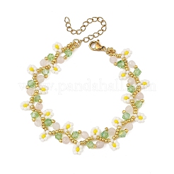 Set di braccialetti da donna in 3 colori con perline a forma di fiore&nbsp;BJEW-MZ00350