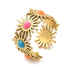 Открытые манжеты из нержавеющей стали Sun 304 с эмалью&nbsp;RJEW-Q006-02C-G