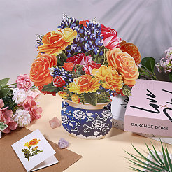 Наборы поздравительных открыток с букетом из бумажных цветов своими руками&nbsp;AJEW-WH0455-197A