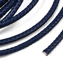 芯入り編み革紐  革のアクセサリーコード  ジュエリーDIY製版材料  染め  ラウンド  プルシアンブルー  6mm  約5.47ヤード（5m）/バンドル&nbsp;WL-F009-6mm-04