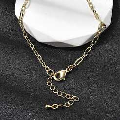Ожерелья из текстурированной овальной цепочки из латуни толщиной 3 мм для женщин и мужчин NJEW-F355-01G
