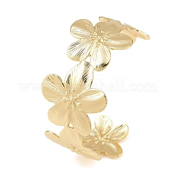 Браслеты-манжеты с цветком из латуни для женщин&nbsp;BJEW-A090-01G