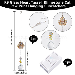 Памятные знаки для животных из сплава со стразами и отпечатками кошачьих лап HJEW-WH20022-03G